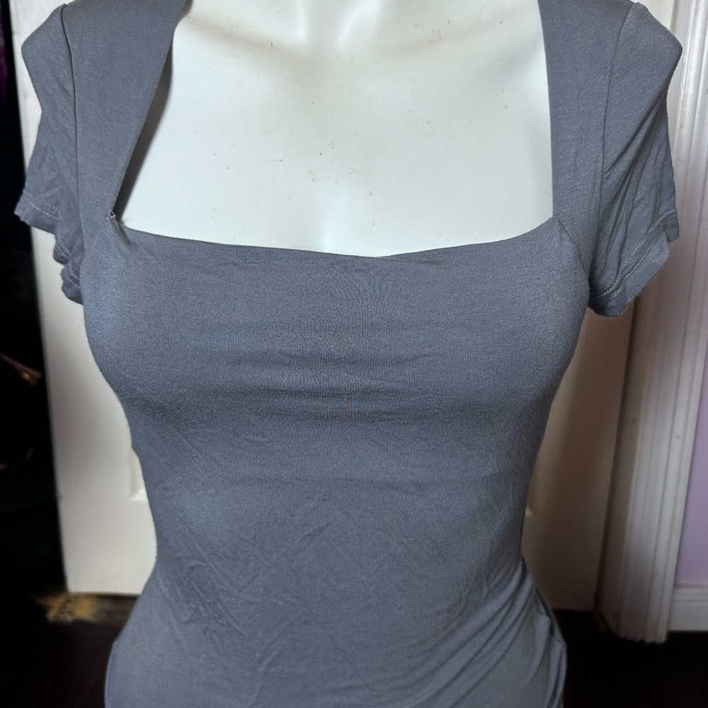 Gray Short Sleeve Tee Top